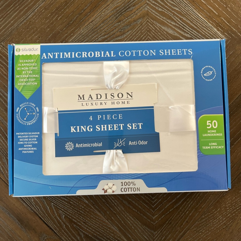 Brand New - Madison Luxury Home Antimicrobial King Sheets